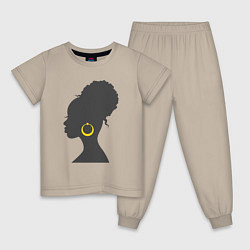 Пижама хлопковая детская Black girl, цвет: миндальный