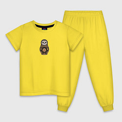 Пижама хлопковая детская Матрешка в мексиканском стиле, цвет: желтый