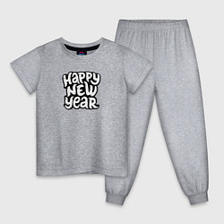 Пижама хлопковая детская Happy new year lettering, цвет: меланж