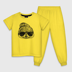 Пижама хлопковая детская Енот стильный, цвет: желтый