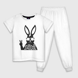 Пижама хлопковая детская Stay cool rabbit, цвет: белый