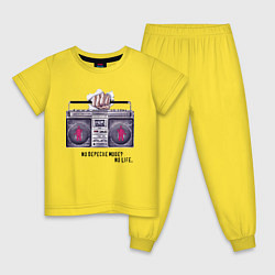 Пижама хлопковая детская Depeche Mode - No Life Design, цвет: желтый