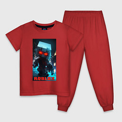 Пижама хлопковая детская Роблокс персонаж с красными глазами, цвет: красный