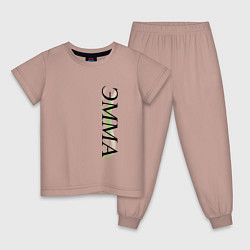 Пижама хлопковая детская Имя Эмма, цвет: пыльно-розовый