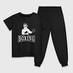 Пижама хлопковая детская Boxing man, цвет: черный