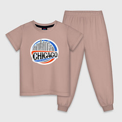 Пижама хлопковая детская Chicago, цвет: пыльно-розовый