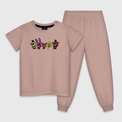 Пижама хлопковая детская FNAF головы, цвет: пыльно-розовый