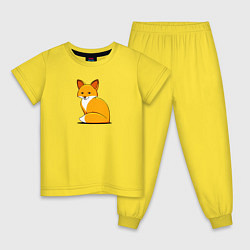 Пижама хлопковая детская Лица сидит, цвет: желтый