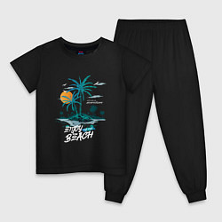 Пижама хлопковая детская Enjoy to the beach, цвет: черный