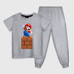 Пижама хлопковая детская Маленький Марио, цвет: меланж
