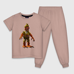 Пижама хлопковая детская Чика-мутант, цвет: пыльно-розовый