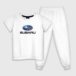 Пижама хлопковая детская Subaru sport auto, цвет: белый