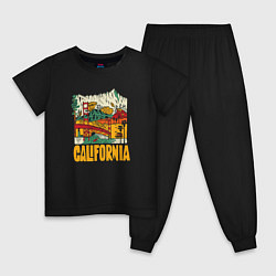 Пижама хлопковая детская California mountains, цвет: черный