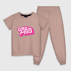 Пижама хлопковая детская Alla - retro Barbie style, цвет: пыльно-розовый