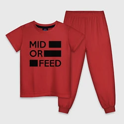 Пижама хлопковая детская Mid or feed, цвет: красный