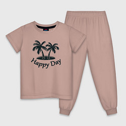 Пижама хлопковая детская Счастливый день, цвет: пыльно-розовый