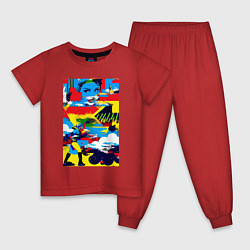 Пижама хлопковая детская Pop art fantasy - neural network, цвет: красный
