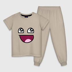 Пижама хлопковая детская Trollface глаза с улыбкой, цвет: миндальный