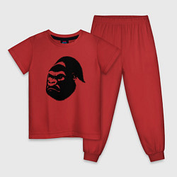 Пижама хлопковая детская Голова гориллы, цвет: красный