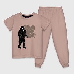 Пижама хлопковая детская Вампир, цвет: пыльно-розовый