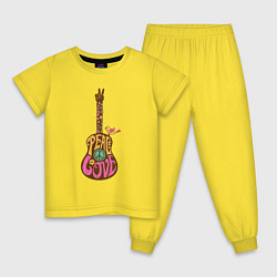 Пижама хлопковая детская Peace guitar, цвет: желтый
