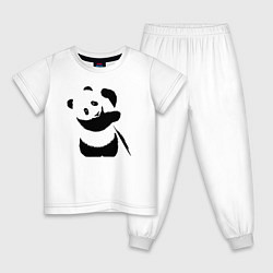 Пижама хлопковая детская Панда с бревном, цвет: белый