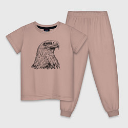 Пижама хлопковая детская Орёл в профиль, цвет: пыльно-розовый