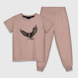 Пижама хлопковая детская Орёл машет крыльями, цвет: пыльно-розовый