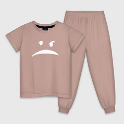 Пижама хлопковая детская Привидение с мотором-белый, цвет: пыльно-розовый