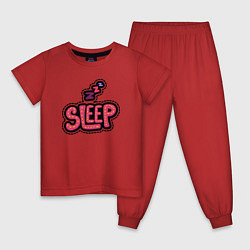 Пижама хлопковая детская Sleep, цвет: красный