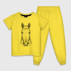 Пижама хлопковая детская Голова лошади анфас, цвет: желтый