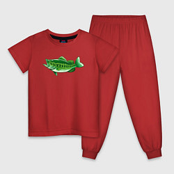 Пижама хлопковая детская Зелёная рыбка, цвет: красный