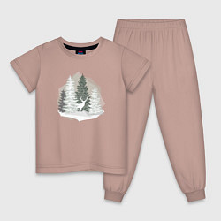 Пижама хлопковая детская Deer, цвет: пыльно-розовый