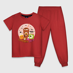 Пижама хлопковая детская Зелье от ведьмы, цвет: красный