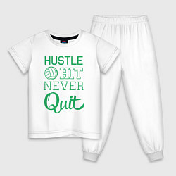Пижама хлопковая детская Hustle hit never quit, цвет: белый
