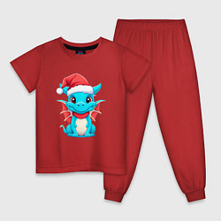 Пижама хлопковая детская Дружелюбный дракон зимних чудес, цвет: красный