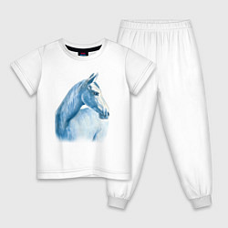 Пижама хлопковая детская Голубая лошадь, цвет: белый