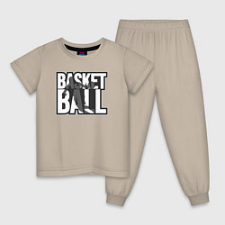 Пижама хлопковая детская Basketball play, цвет: миндальный