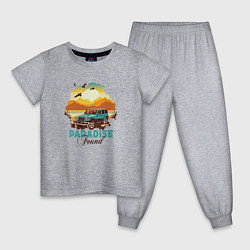 Пижама хлопковая детская Красивый закат и джип, цвет: меланж
