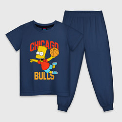 Пижама хлопковая детская Чикаго Буллз Барт Симпсон, цвет: тёмно-синий