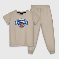 Пижама хлопковая детская Basketball team, цвет: миндальный