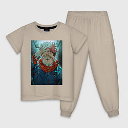 Пижама хлопковая детская Крутой Суккуна, цвет: миндальный