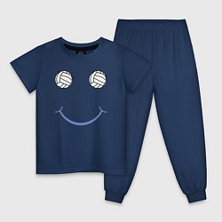 Пижама хлопковая детская Волейбольный позитив, цвет: тёмно-синий