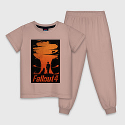 Пижама хлопковая детская Fallout 4 dog, цвет: пыльно-розовый