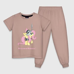 Пижама хлопковая детская Флаттершай на страже добра, цвет: пыльно-розовый