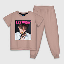 Пижама хлопковая детская Lee Know Rock Star Stray Kids, цвет: пыльно-розовый