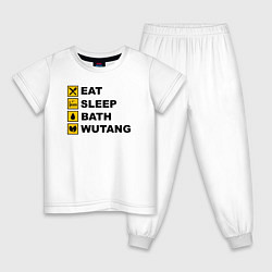 Пижама хлопковая детская Еда сон ванна Wu-tang, цвет: белый