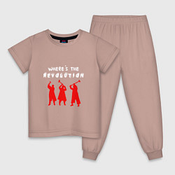 Пижама хлопковая детская Depeche Mode - Wheres The Revolition, цвет: пыльно-розовый