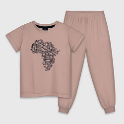 Пижама хлопковая детская Africa vibe, цвет: пыльно-розовый