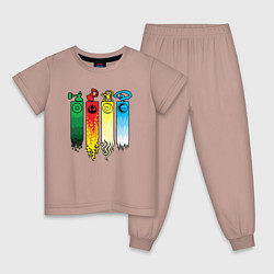 Пижама хлопковая детская Аватар стихии, цвет: пыльно-розовый